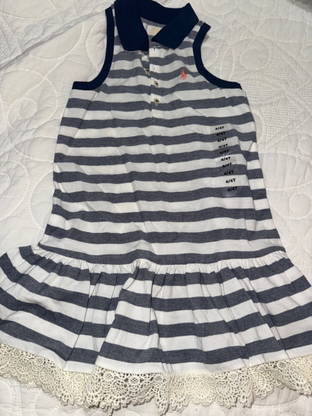 Ralph Lauren Striped Polo Dress in Navy & White
